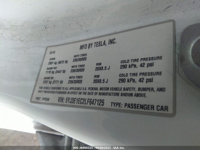 Tesla Model 3 Performance 2020 5YJ3E1EC2LF647125 Image 11