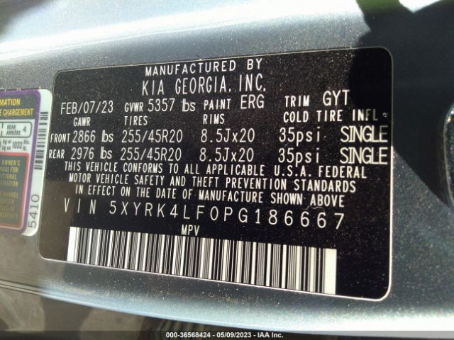 5XYRK4LF0PG186667 KIA SORENTO SX