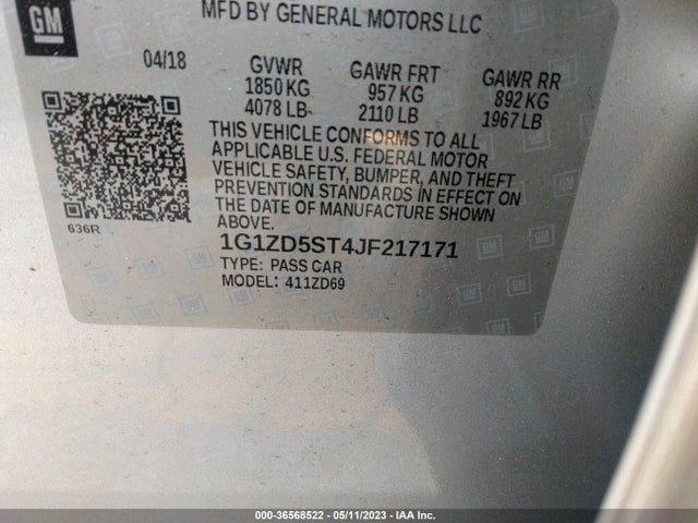 Chevrolet MALIBU LT 2018 1G1ZD5ST4JF217171 Image 9