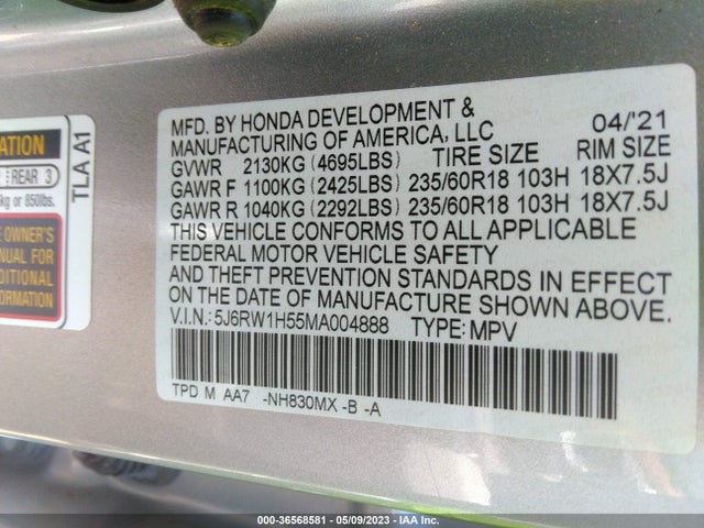 Honda CR-V EX 2021 5J6RW1H55MA004888 Image 11