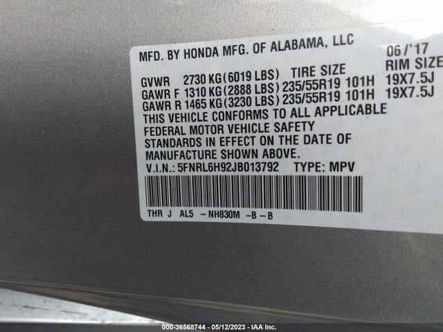 Honda Odyssey Elite 2018 5FNRL6H92JB013792 Image 10
