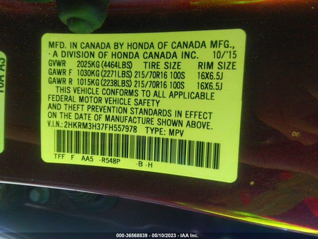 Honda CR-V LX 2015 2HKRM3H37FH557978 Image 9