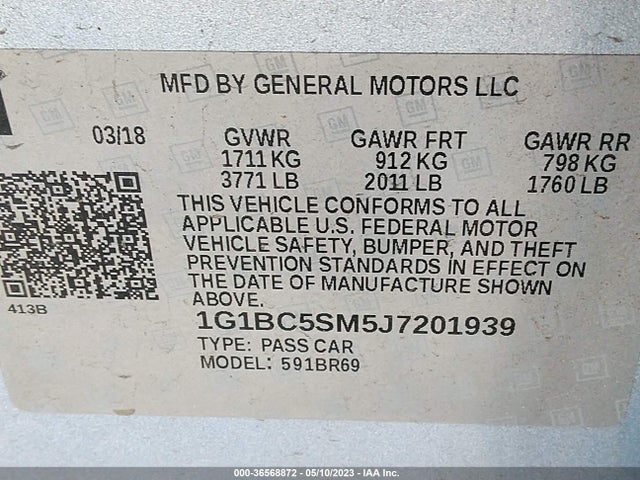 Chevrolet CRUZE LS 2018 1G1BC5SM5J7201939 Image 9