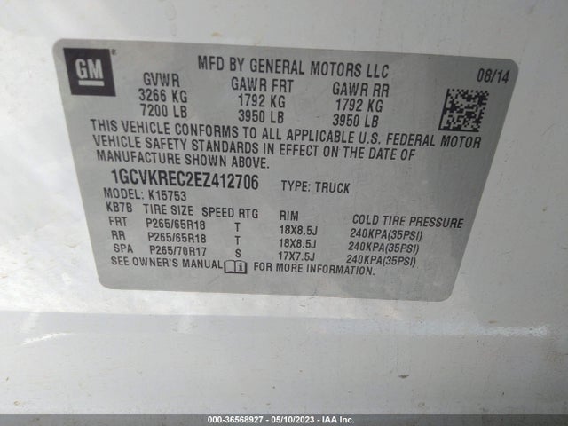 Chevrolet Silverado 1500 2lt 2014 1GCVKREC2EZ412706 Image 9