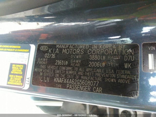 KNAFX4A62G5608077 KIA FORTE LX
