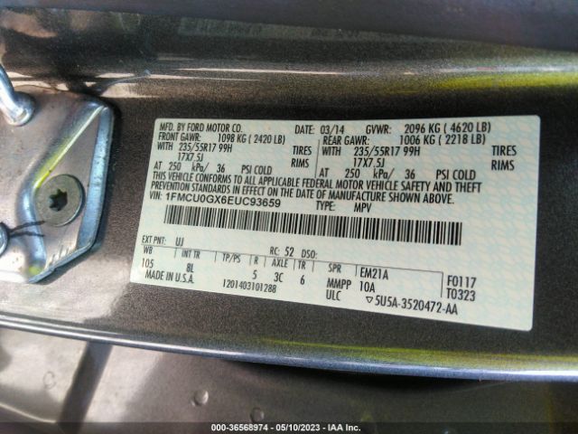 1FMCU0GX6EUC93659 Ford ESCAPE SE