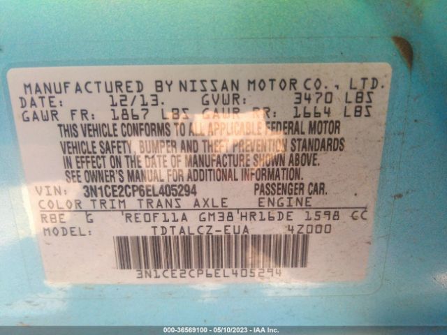 3N1CE2CP6EL405294 Nissan Versa Note S Plus