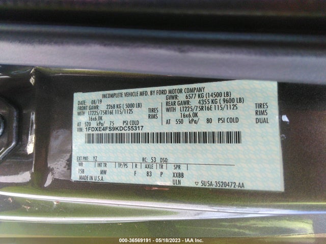 2019 Ford E-Series, VIN: 1FDXE4FS9KDC55317