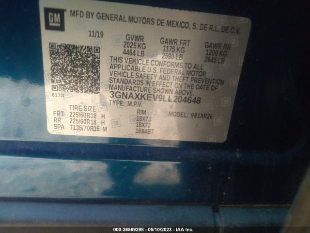 Chevrolet EQUINOX LT 2020 3GNAXKEV9LL204648 Image 9