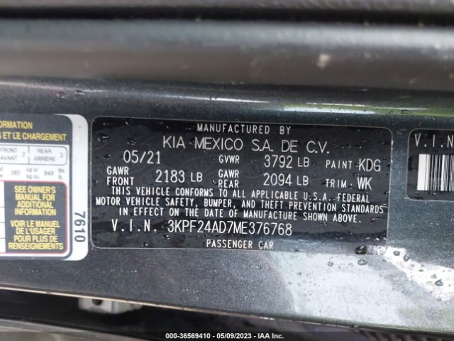 3KPF24AD7ME376768 KIA Forte Lxs