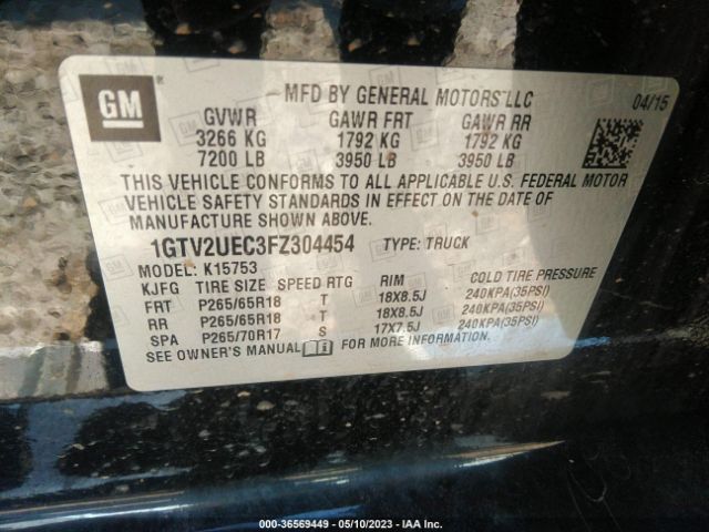 1GTV2UEC3FZ304454 GMC Sierra 1500 Sle