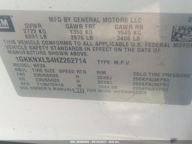 1GKKNXLS4HZ262714 GMC Acadia Denali