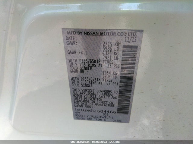Nissan Pathfinder Sv 2016 5N1AR2MN7GC604466 Image 9