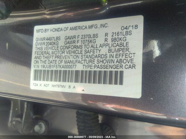 19UUB1F57KA000077 Acura Tlx W/technology Pkg