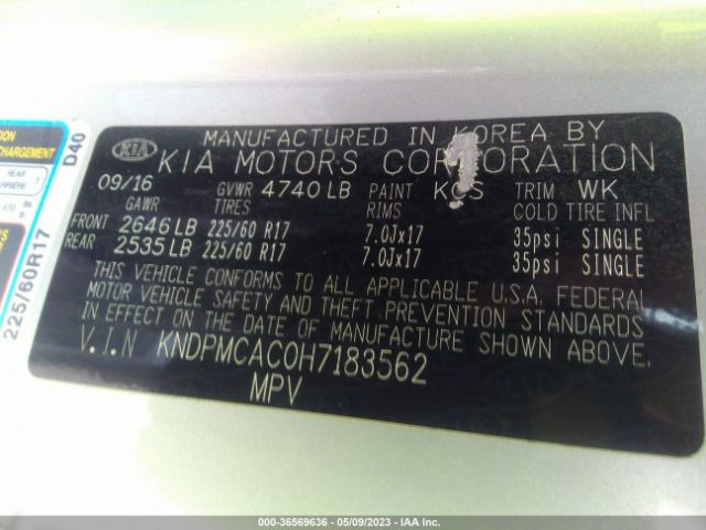 KNDPMCAC0H7183562 KIA Sportage Lx