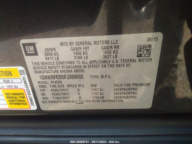 Chevrolet Traverse Ls 2015 1GNKRFED5FJ386602 Image 9