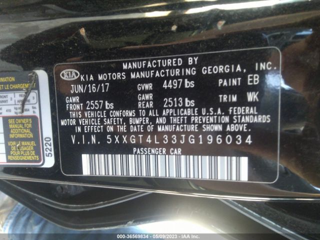 5XXGT4L33JG196034 KIA Optima S