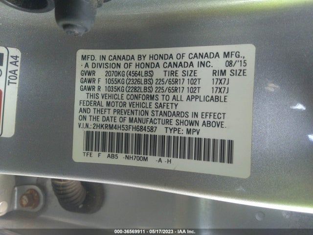 Honda CR-V EX 2015 2HKRM4H53FH684587 Image 9
