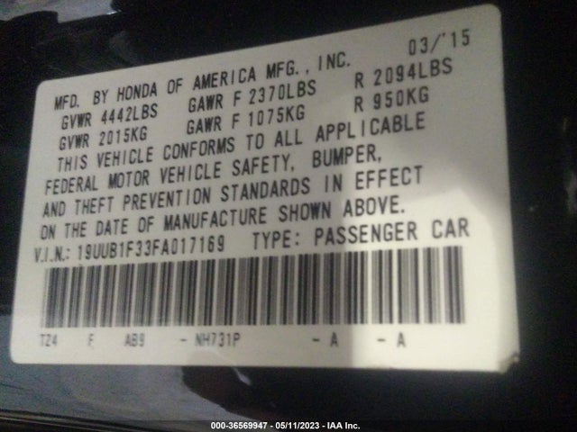 Acura TLX 2015 19UUB1F33FA017169 Image 9