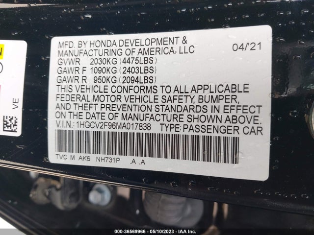 Honda Accord Sedan Touring 2021 1HGCV2F96MA017838 Image 11
