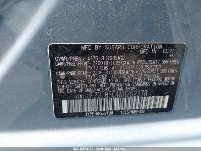 JF2GTHSC4NH202278 Subaru Crosstrek Sport