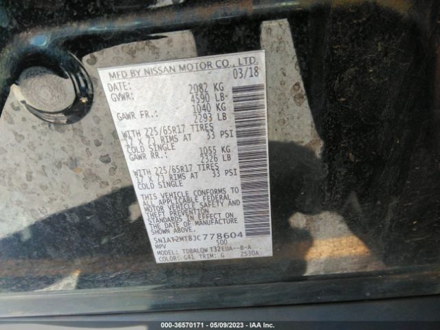 5N1AT2MT8JC778604 Nissan ROGUE SV