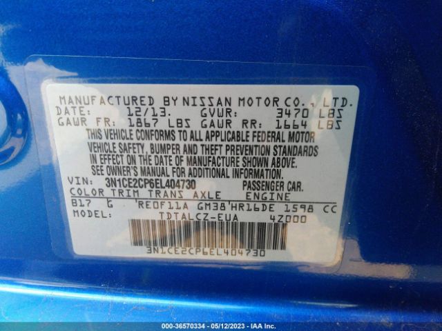 3N1CE2CP6EL404730 Nissan Versa Note S Plus