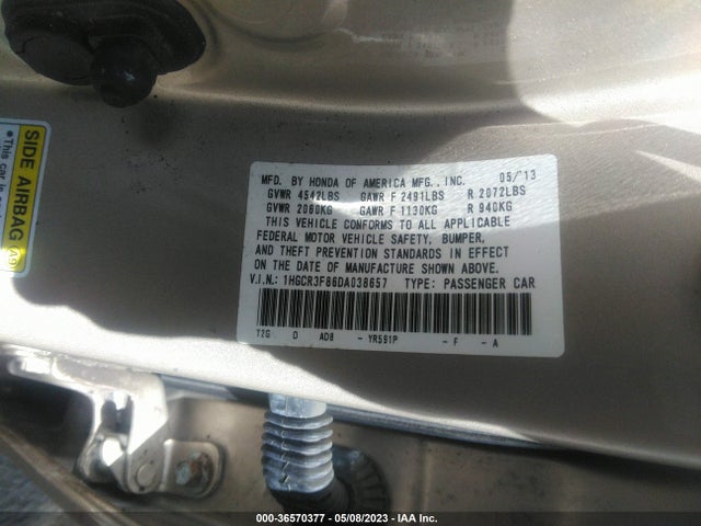 2013 HONDA ACCORD SDN EX-L VIN: 1HGCR3F86DA038657