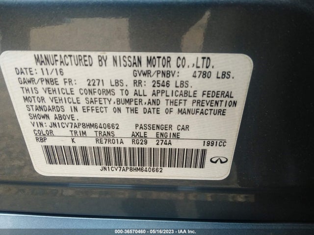 JN1CV7AP8HM640662 Infiniti Q50 2.0t Premium