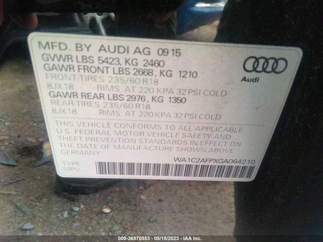 WA1C2AFPXGA064210 Audi Q5 PREMIUM