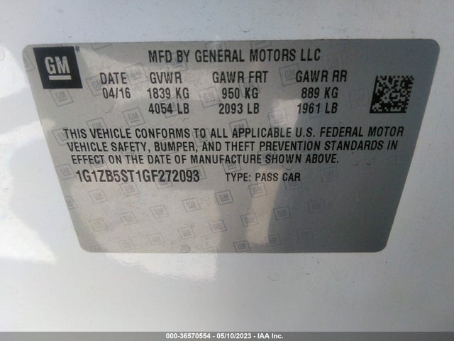 Chevrolet MALIBU LS 2016 1G1ZB5ST1GF272093 Image 9
