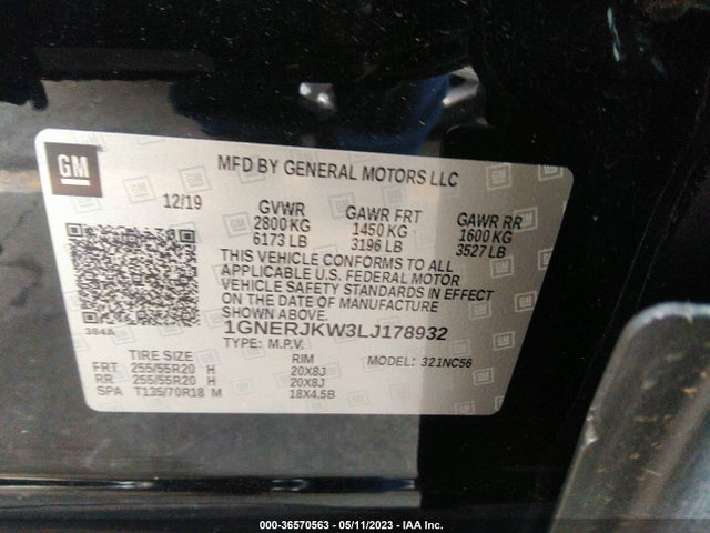 Chevrolet Traverse Rs 2020 1GNERJKW3LJ178932 Image 11