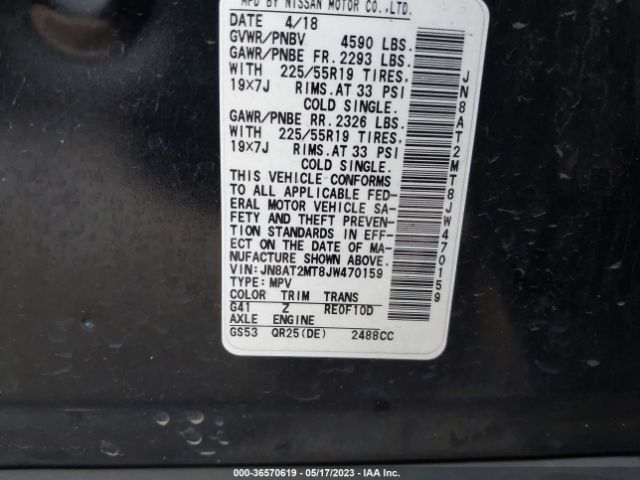 JN8AT2MT8JW470159 Nissan Rogue Sl