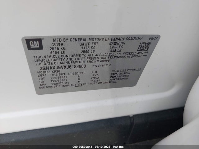 Chevrolet EQUINOX LT 2018 2GNAXJEVXJ6183868 Image 9