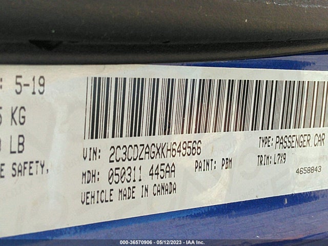 Dodge Challenger Sxt 2019 2C3CDZAGXKH649566 Image 9
