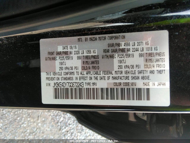 2016 MAZDA CX-5 GRAND TOURING VIN: JM3KE4DY7G0872243