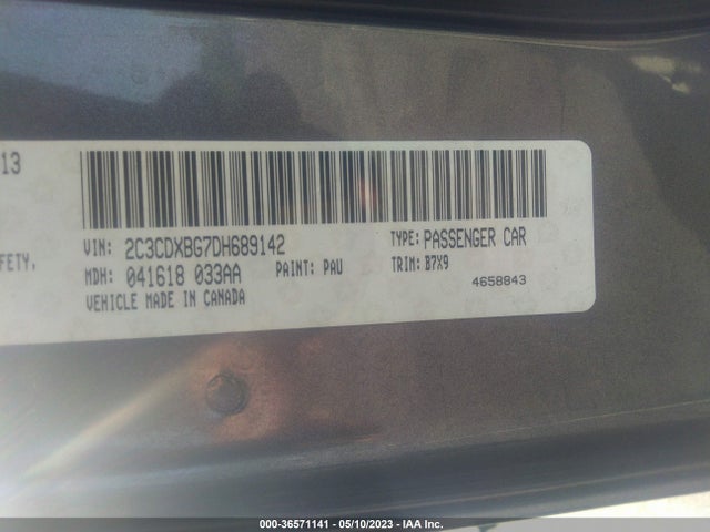 2013 DODGE CHARGER SE VIN: 2C3CDXBG7DH689142