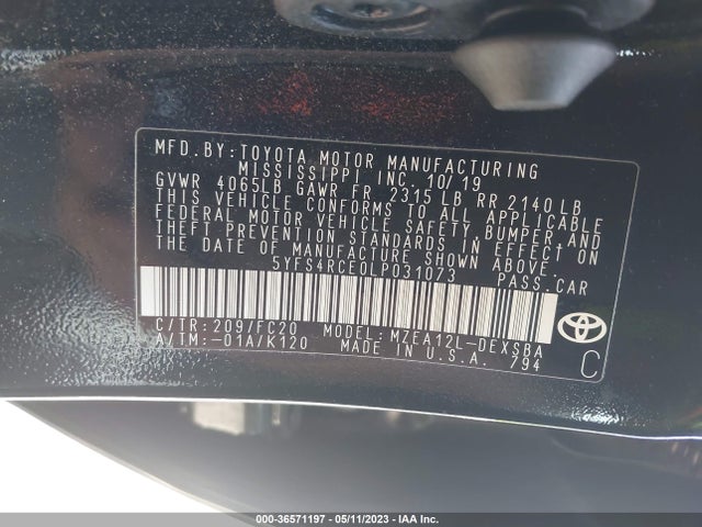 Toyota Corolla Se/nightshade 2020 5YFS4RCE0LP031073 Image 9
