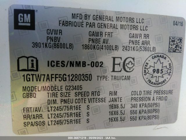 1GTW7AFF5G1280350 GMC SAVANA CARGO VAN
