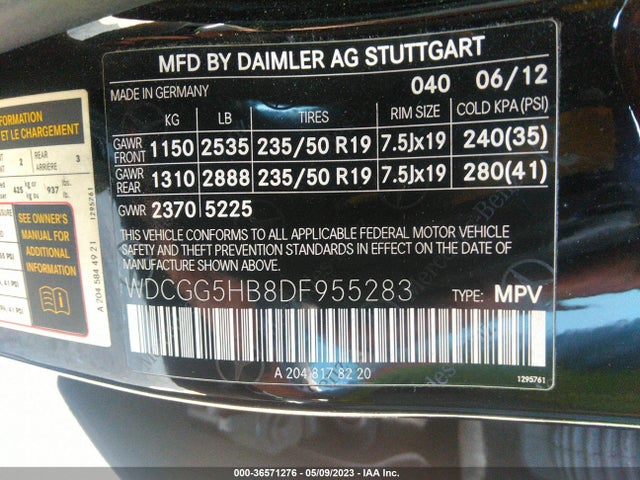 2013 MERCEDES-BENZ GLK-CLASS GLK 350 VIN: WDCGG5HB8DF955283