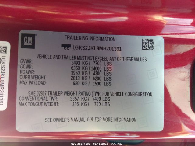 1GKS2JKL8MR201361 GMC YUKON XL DENALI