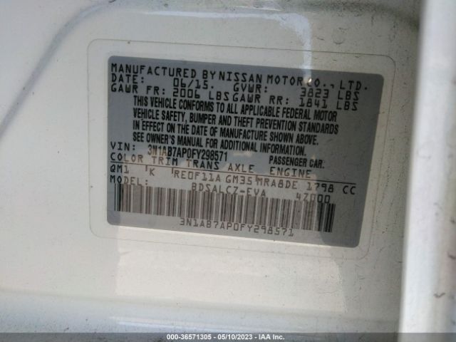 3N1AB7AP0FY298571 Nissan SENTRA S