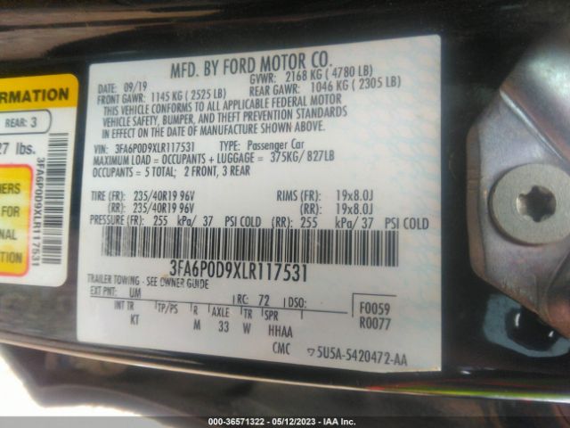 3FA6P0D9XLR117531 Ford Fusion Titanium