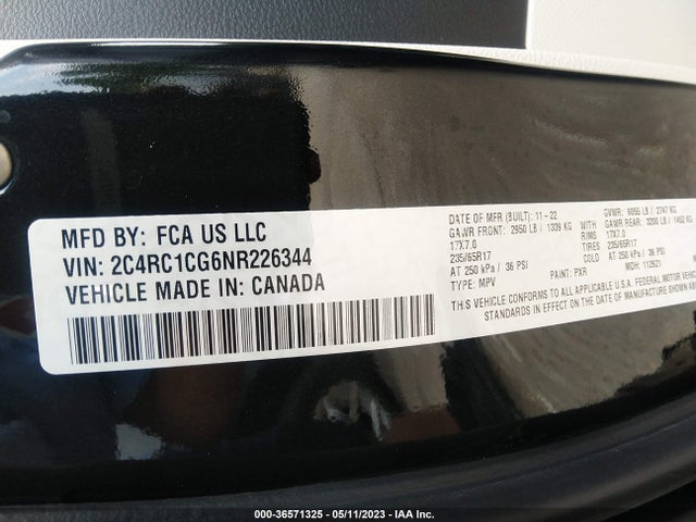 2C4RC1CG6NR226344 Chrysler Voyager Lx