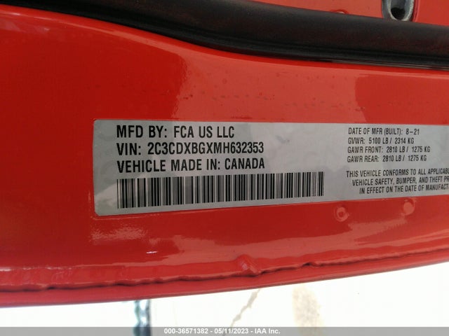2021 DODGE CHARGER SXT VIN: 2C3CDXBGXMH632353