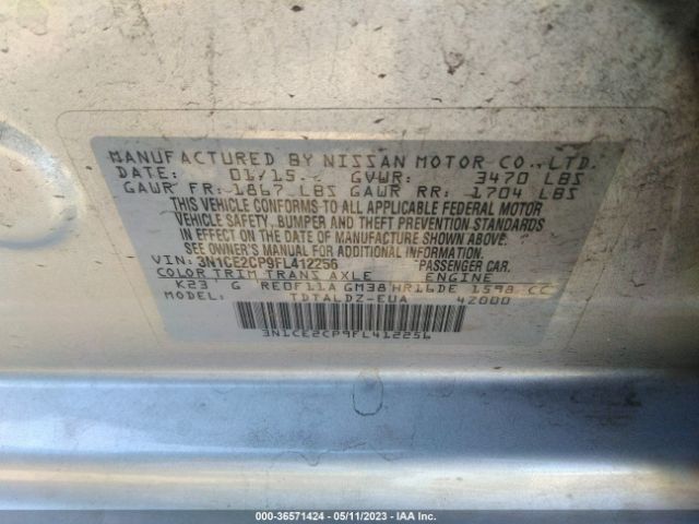 3N1CE2CP9FL412256 Nissan Versa Note S/s Plus/sv/sr/sl