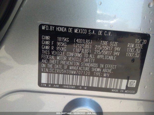 Honda HR-V LX 2021 3CZRU5H39MM707120 Image 10