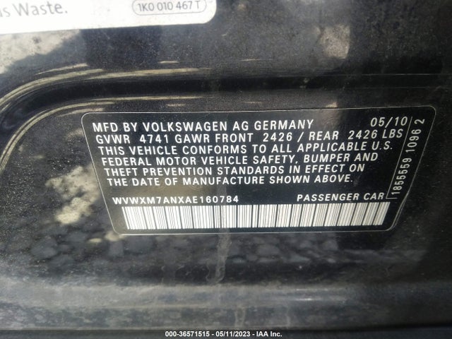 2010 VOLKSWAGEN PASSAT WAGON KOMFORT VIN: WVWXM7ANXAE160784