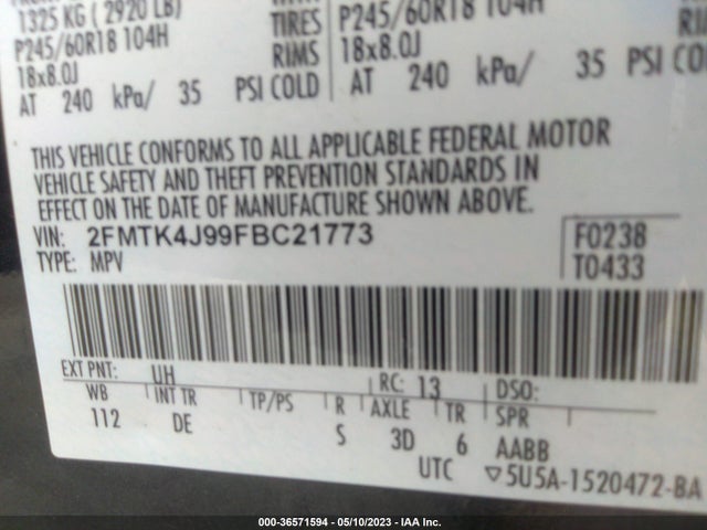 Ford EDGE SEL 2015 2FMTK4J99FBC21773 Image 9