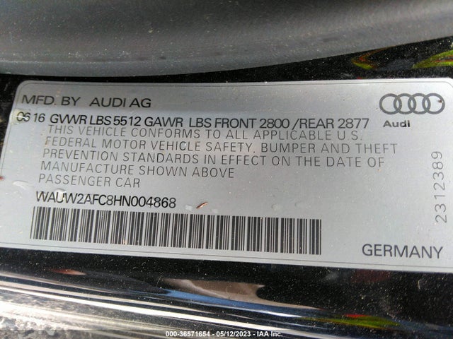 WAUW2AFC8HN004868 Audi A7 Premium Plus
